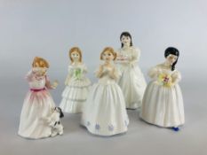 A GROUP OF 5 ROYAL DOULTON FIGURINES TO INCLUDE JULIE HN 2995, REWARD 3391, MANDY HN 2476,