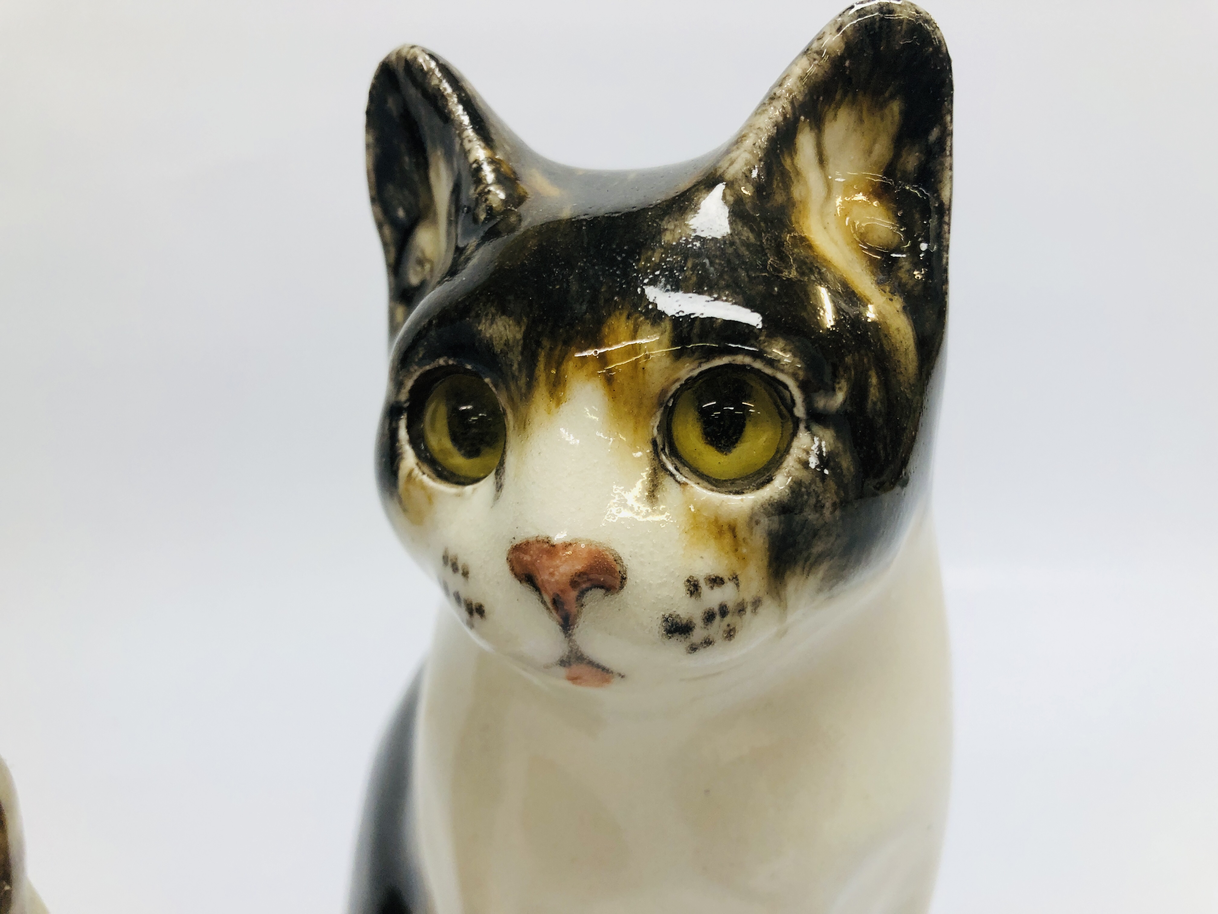 A GROUP OF 2 WINSTANLEY ART POTTERY CAT STUDIES NO.1 H 14.5CM AND NO. 4 H 22CM BEARING SIGNATURE. - Image 2 of 10