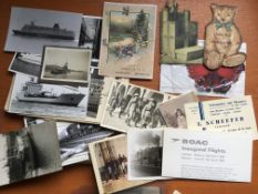 BOX OF MIXED EPHEMERA, AVIATION AND OTHER PHOTOS, WW2 GERMAN MILITARY SNAPSHOTS ETC.