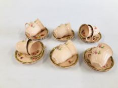 QTY 1950'S JOHNSON BROS FLORAL DECORATED COFFEE WARE (12 X CUPS, 11 X SAUCERS).
