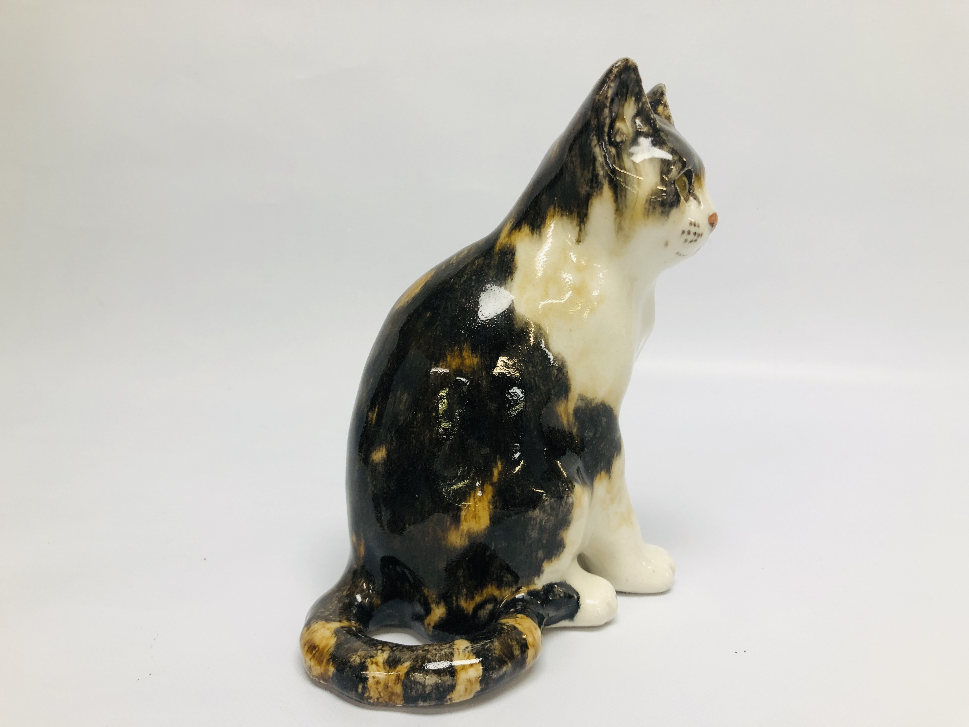 A GROUP OF 2 WINSTANLEY ART POTTERY CAT STUDIES NO.1 H 14.5CM AND NO. 4 H 22CM BEARING SIGNATURE. - Image 5 of 10