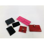 A GROUP OF 6 PURSES AND CARD CASES TO INCLUDE 2 MARKED HARRODS, FORTNUM AND MASON,