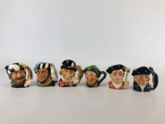 A GROUP OF 8 ROYAL DOULTON CHARACTER JUGS TO INCLUDE MAD HATTER D 6602, LOBSTER MAN D6620,