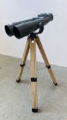 PAIR OF LIEBERMAN & GORTZ 22 X 80 NAVAL BINOCULARS ON TRIPOD STAND.