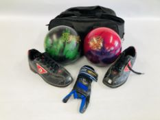 2 X TEN PIN BOWLING BALLS TO INCLUDE SUPER SS "STORM" AND USBC "YETI UNTAMED" PAIR ETONIC BOWLING