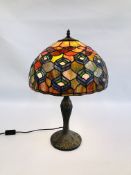 AN ELABORATE TIFFANY STYLE TABLE LAMP H 62CM. - SOLD AS SEEN.