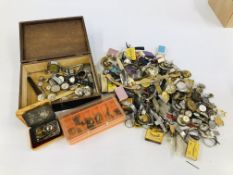 AN EXTENSIVE COLLECTION OF ASSORTED VINTAGE WATCH / POCKET WATCH PARTS AND ACCESSORIES (AS CLEARED).