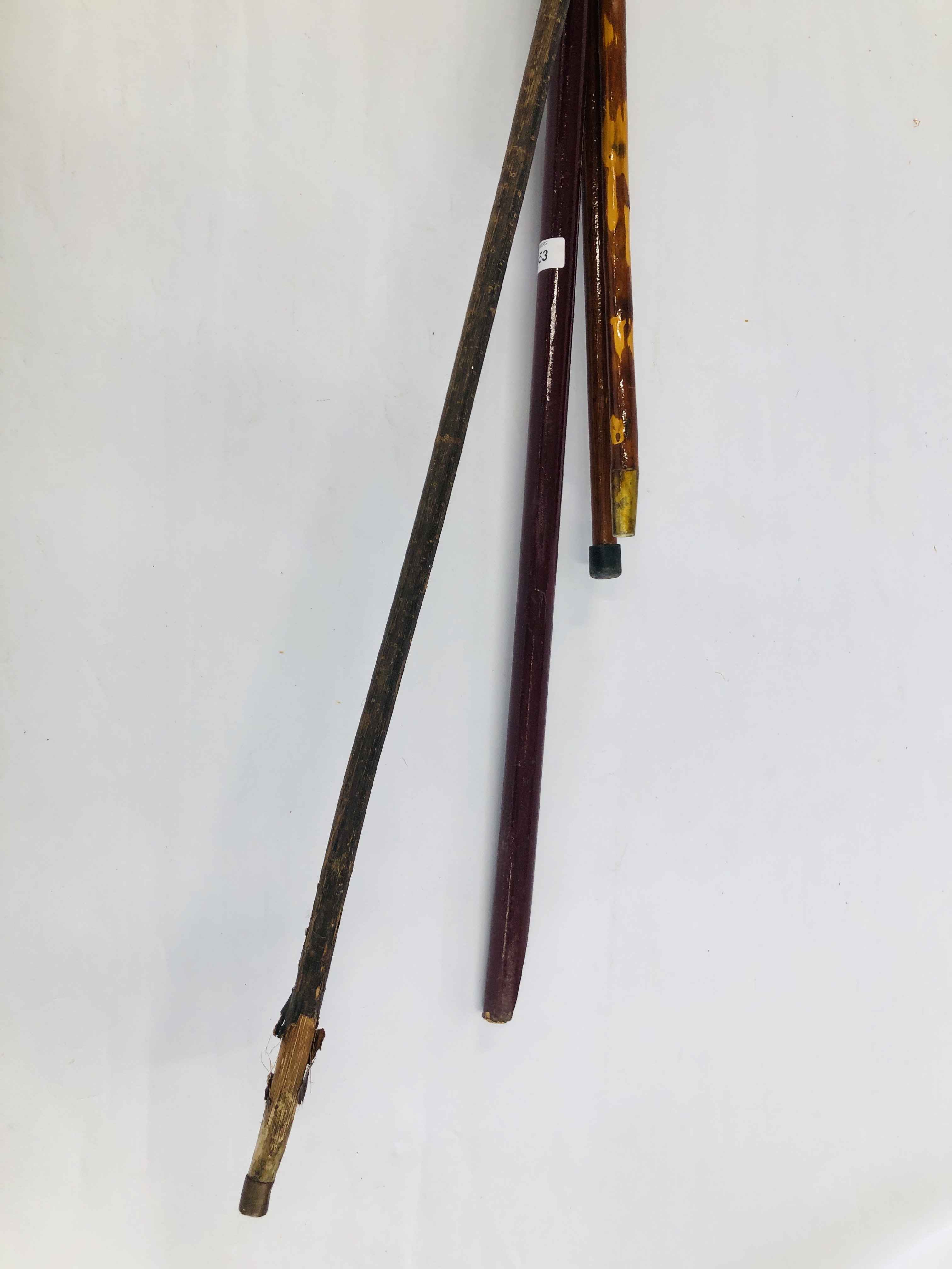 A GROUP OF 4 WALKING STICKS, ONE HAVING MOUSE TOP, HORN HANDLES AND OTHER HEAD ETC. - Image 5 of 7