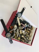 AN EXTENSIVE COLLECTION OF ASSORTED WRIST WATCHES TO INCLUDE DESIGNER BRANDED EXAMPLES (AS CLEARED).