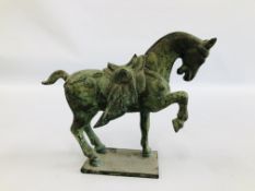 A CAST BRONZED FINISH HORSE STUDY L 28CM X H 21CM.