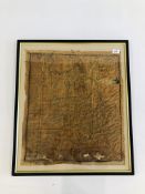 AN ANTIQUE LINEN HAND STITCHED MAP OF ENGLAND AND WALES WORKED BY ESTHER SHARPE AT TOTTENHAM 1796 W