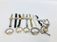 A BAG CONTAINING APPROX 20 ASSORTED WRIST WATCHES TO INCLUDE VINTAGE EXAMPLES ETC. (AS CLEARED).