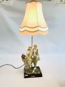 AN IMPRESSIVE FIGURED TABLE LAMP AND SHADE BY "THE JULIANA COLLECTION" - SOLD AS SEEN.