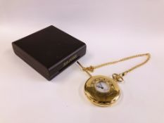 A POCKET WATCH AND CHAIN MARKED JEAN PIERRE IN PRESENTATION BOX.