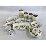 A GROUP OF 10 PIECES OF ROYAL WORCESTER EVESHAM ALONG WITH 4 HORNSEA STORAGE JARS TO INCLUDE