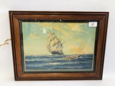 SHIP OIL PAINTING BY W. KNOX, W 34CM X H 23CM.