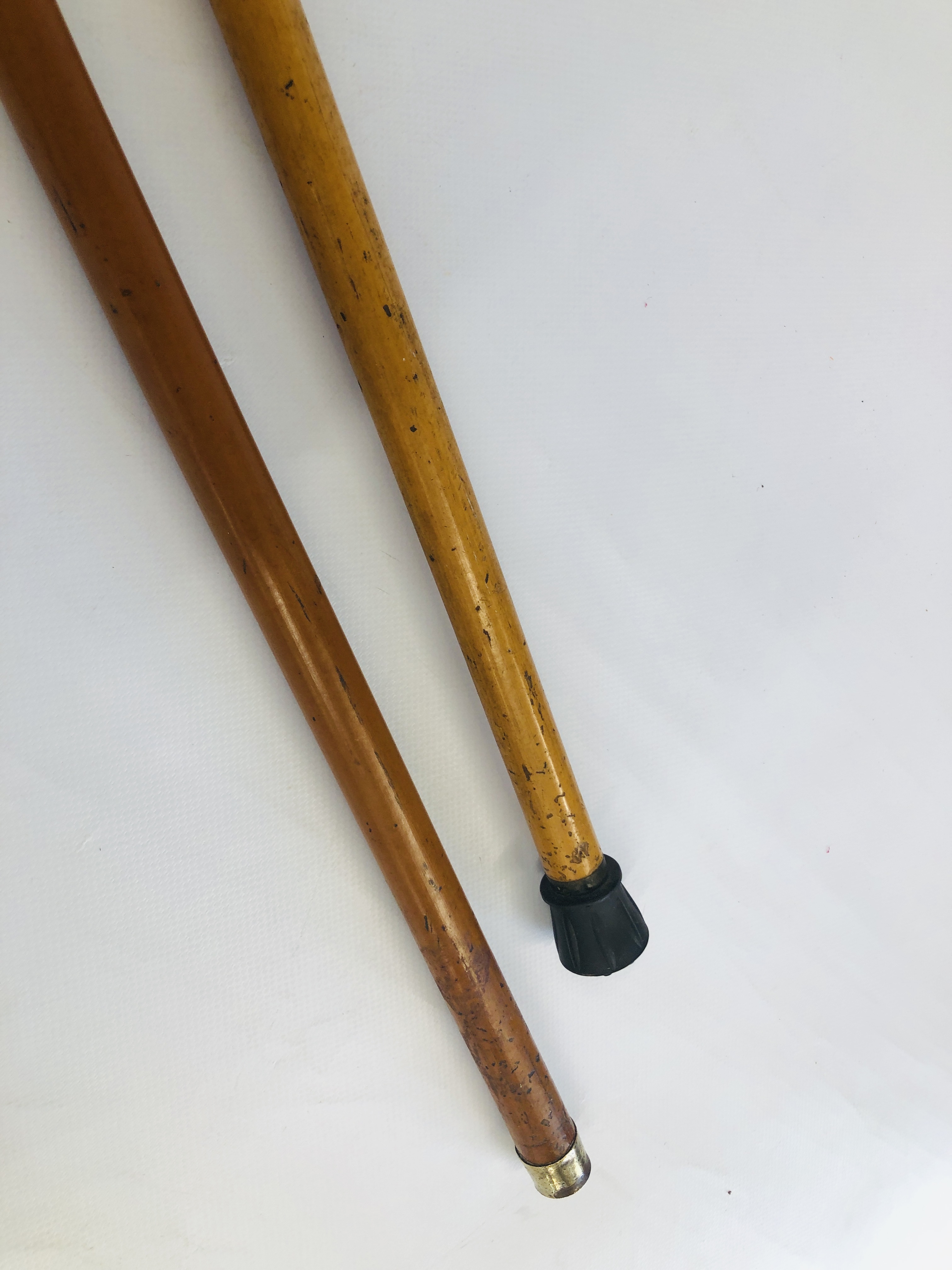 TWO VINTAGE WHITE METAL TOPPED WALKING CANES TO INCLUDE ONE ORIENTAL EXAMPLE. - Image 9 of 9