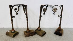 A GROUP OF 4 RUSTIC IRON SIGN BRACKETS L 53CM.