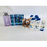 4 AS NEW BOXED ORAL B ELECTRIC TOOTHBRUSHES + BODY CARE PRODUCTS.
