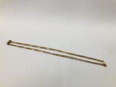 A FLAT LINK NECKLACE MARKED 9CT L 44CM.