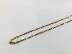 A VINTAGE 9CT GOLD GUARD CHAIN - APPRX L 186CM.