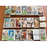 BOX OF 1930's CIGARETTE CARDS, GALLAHER WITH SETS AND PART SETS, PLAYER, CRICKETERS, FILM STARS ETC.