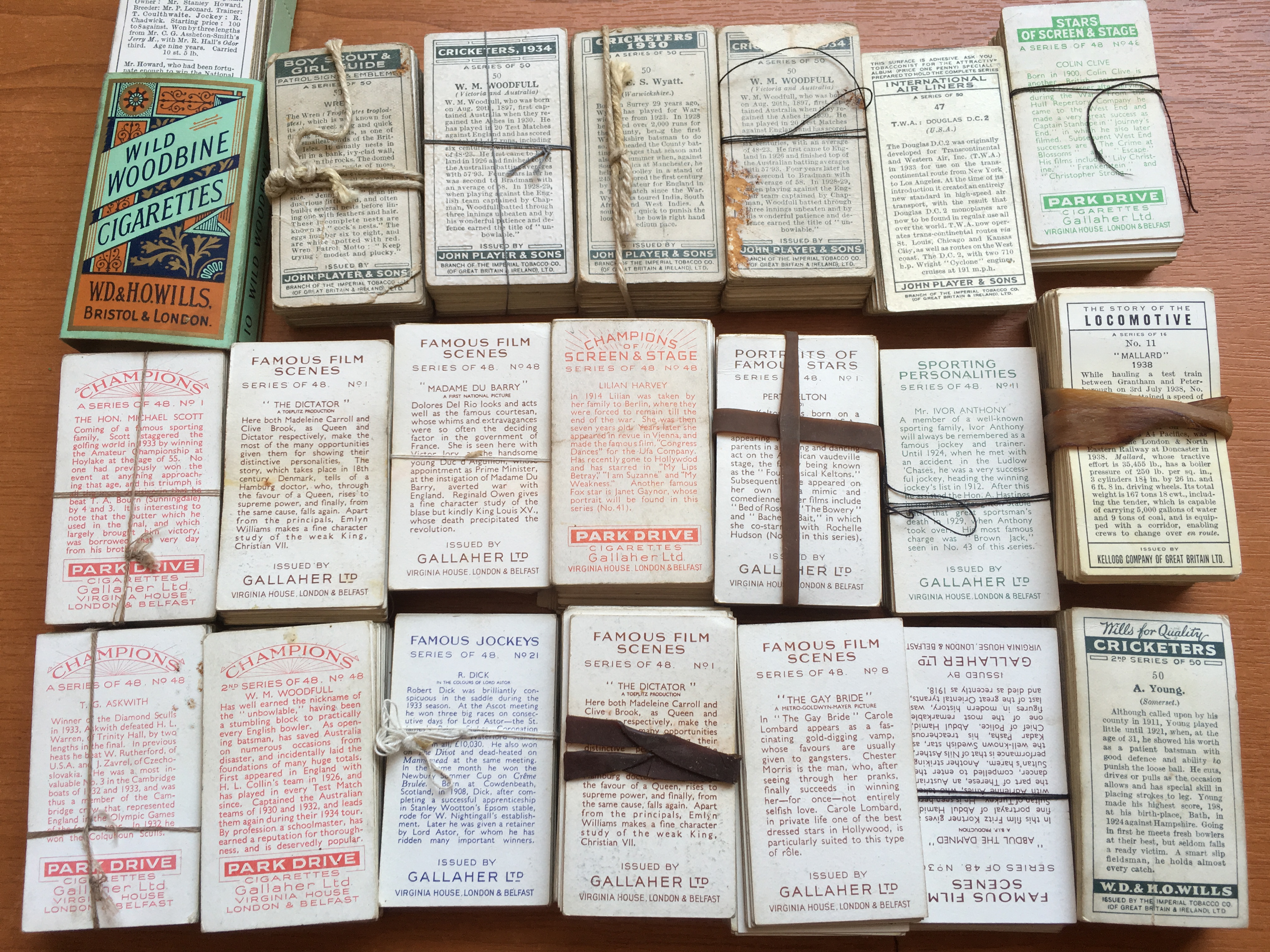 BOX OF 1930's CIGARETTE CARDS, GALLAHER WITH SETS AND PART SETS, PLAYER, CRICKETERS, FILM STARS ETC. - Image 2 of 2