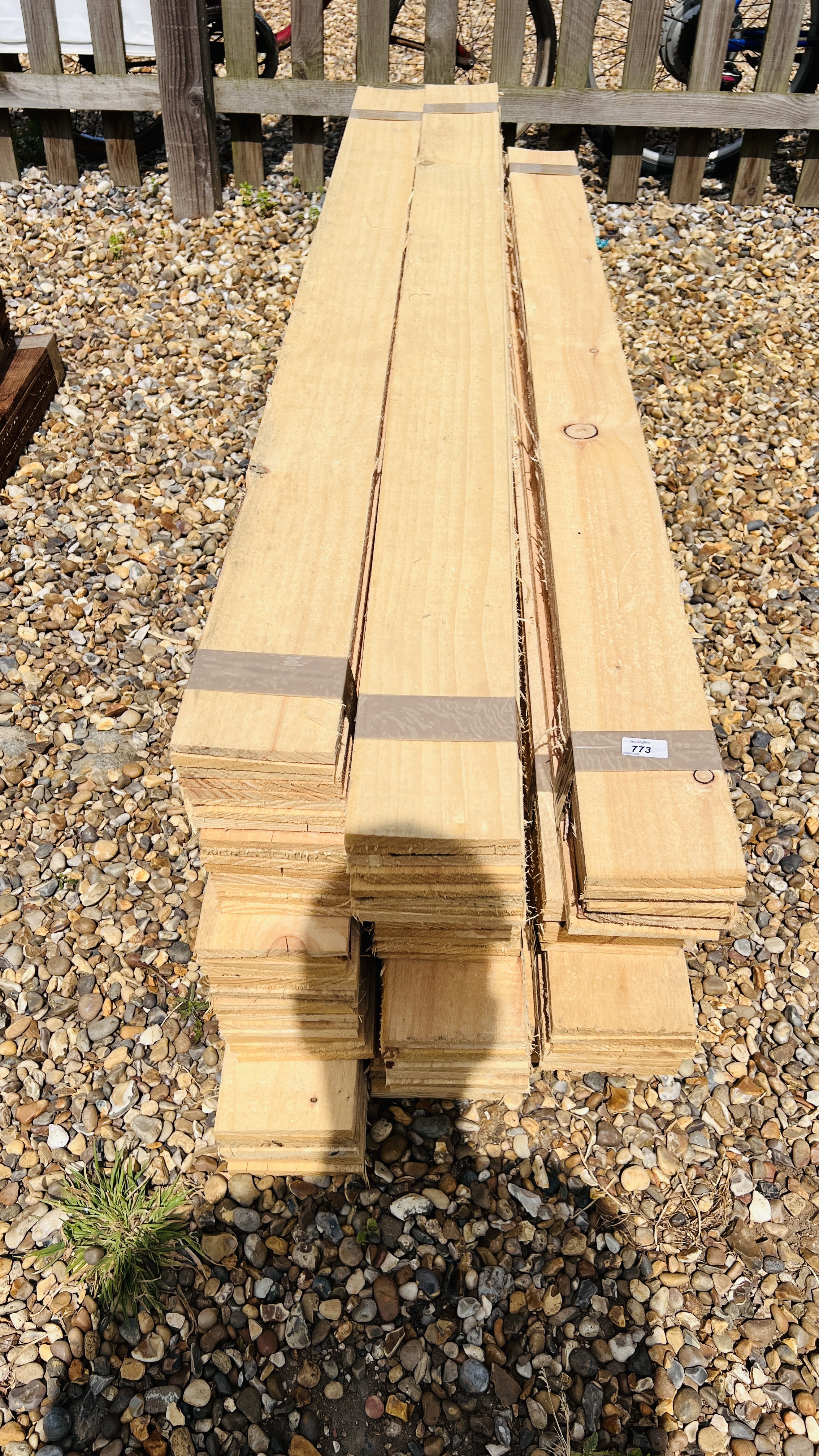 112 X 165CM LENGTHS 125MM UNTREATED FEATHER EDGE BOARDING.