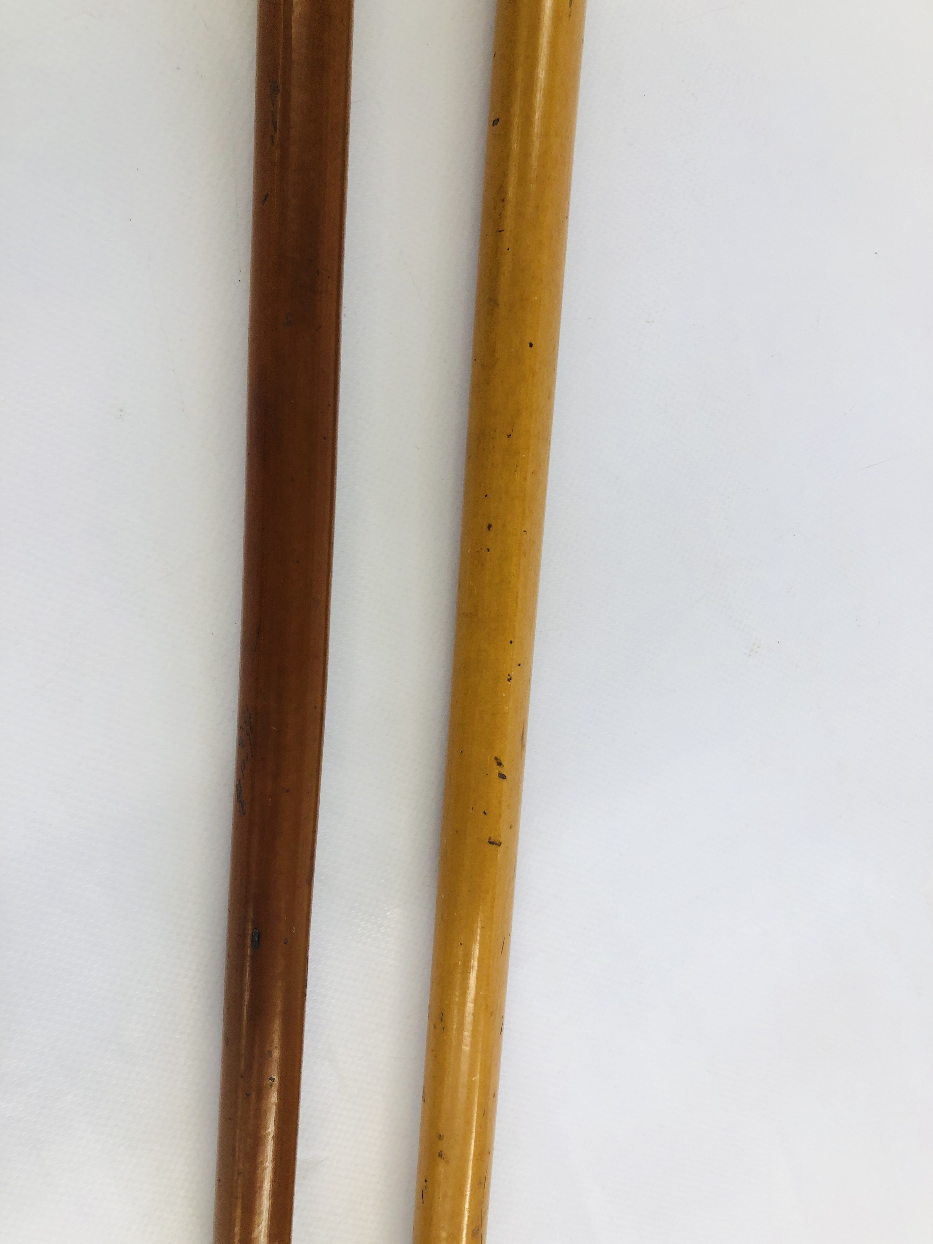 TWO VINTAGE WHITE METAL TOPPED WALKING CANES TO INCLUDE ONE ORIENTAL EXAMPLE. - Image 8 of 9