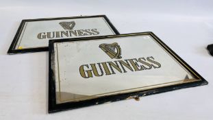 A PAIR OF FRAMED "GUINNESS" ADVERTISING MIRRORS, W 65CM X H 50CM.