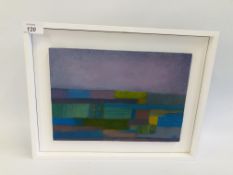 EMMA BROWN JOHN OIL ON BOARD ABSTRACT PAINTING MOUNTED 30CM X 21.5CM.