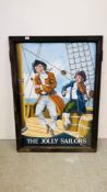 A HAND PAINTED DOUBLE SIDED PUB SIGN "THE JOLLY SAILORS" 122CM X 90CM.