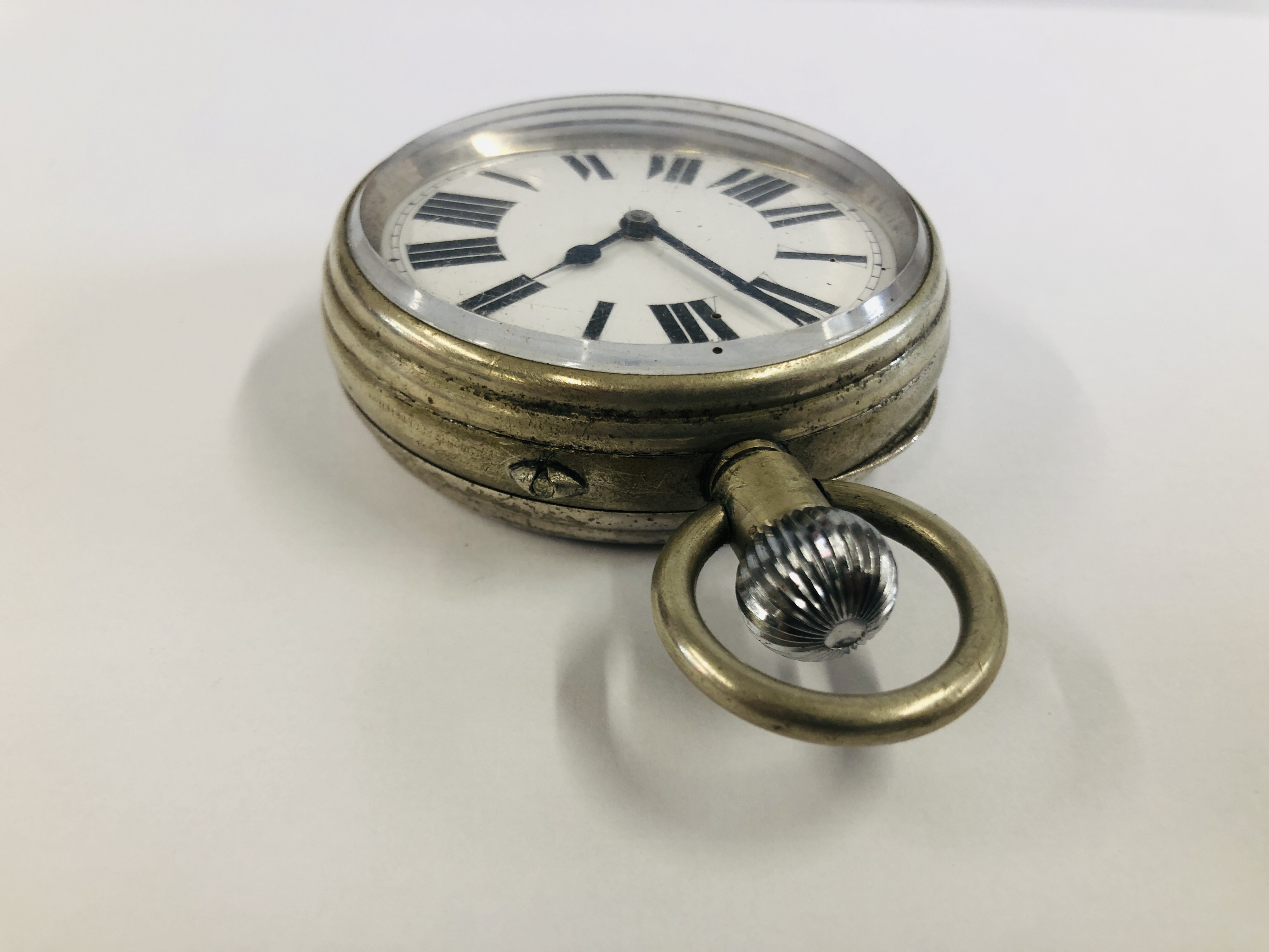 A LARGE STEEL CASED "THE ATLAS WATCH" POCKET WATCH. - Image 3 of 6