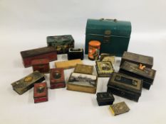 A BOX OF ASSORTED VINTAGE COLLECTIBLE TINS AND BOXES TO INCLUDE CADBURY PRINCE OF WALES CHOCOLATES,
