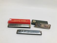 A GROUP OF 3 VINTAGE HARMONICAS TO INCLUDE KOCH,