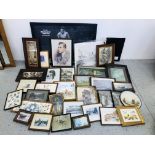 BOX CONTAINING ASSORTED FRAMED PRINTS TO INCLUDE SENTIMENTAL, MARINE SCENES,