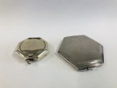 2 SILVER COMPACTS DATED 1946 & 1917.