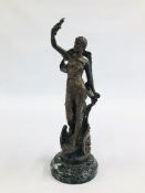 A BRONZED "FIAT LUX" FIGURE SIGNED FERRAND H 36.5CM.