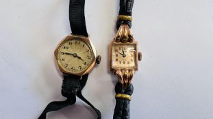 A 9CT GOLD ART DECO LADIES WRISTWATCH, PLUS A LADIES KASTA WRISTWATCH.