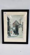 A LIMITED EDITION LOWRY PRINT 268/850 "VIADUCT STREET PASSAGE" W 26CM X H 36.5CM.