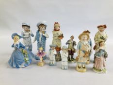 A GROUP OF 12 FIGURINES AND CABINET ORNAMENTS.