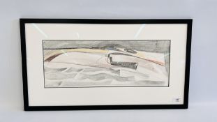 LIAM HANLEY - PREPATORY DRAWING IN COLOURED PENCIL FOR PAINTING,