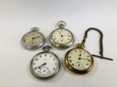 A GROUP OF 4 POCKET WATCHES TO INCLUDE SMITH AND THE WALTER BURY CO.