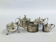 3 VARIOUS OVAL SILVER MUSTARDS, ONE BY GOLDSMITHS & SILVERSMITHS CO.