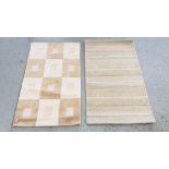 TWO MODERN DESIGNER RUGS TO INCLUDE CUBA NATURAL 90CM X 150CM AND SHENKIN HARVEST STRIPES,