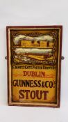 A REPRODUCTION "GUINNESS & Co's STOUT" ADVERTISING SIGN, W 32CM X H 48CM.