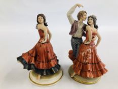 TWO CAPODIMONTE FIGURINES BY SANDRO MAGGIONI MODELLED IN THE FORM OF SPANISH DANCERS A/F.
