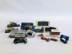 A GROUP OF MIXED MODEL VEHICLES TO INCLUDE SOME BOXED EXAMPLES, CORGI, OXFORD ETC.