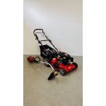 A FRISKY FOX PLUS 4 IN 1 SELF PROPELLED PETROL MOWER ALONG WITH HOMELITE PETROL STRIMMER.