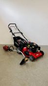 A FRISKY FOX PLUS 4 IN 1 SELF PROPELLED PETROL MOWER ALONG WITH HOMELITE PETROL STRIMMER.